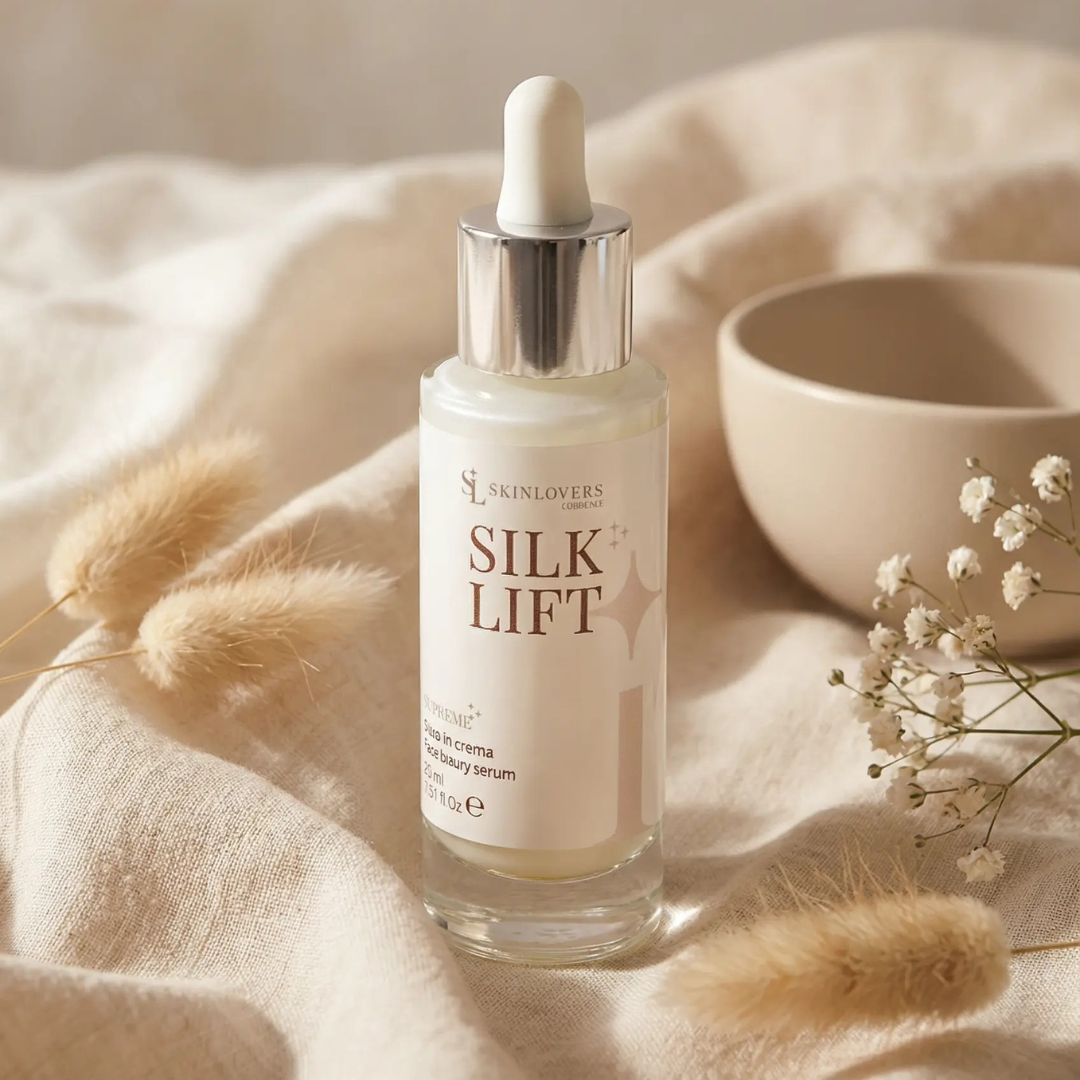 Skinlovers Silk Lift siero viso luxury – flacone con contagocce argentato